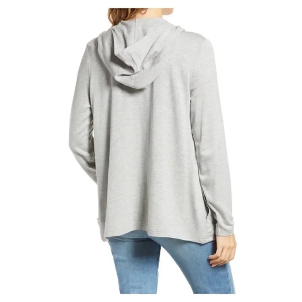 New Splendid Supersoft Hooded Heather Grey Cardigan NWT Small
